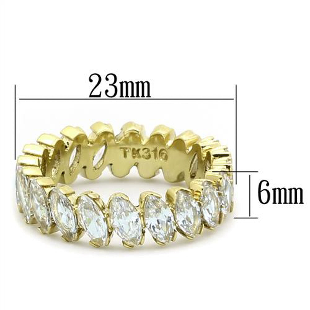 ARTK1234 Women's Marquise Cut Cz 14K Gold IP Stainless Steel Eternity Wedding Ring Band